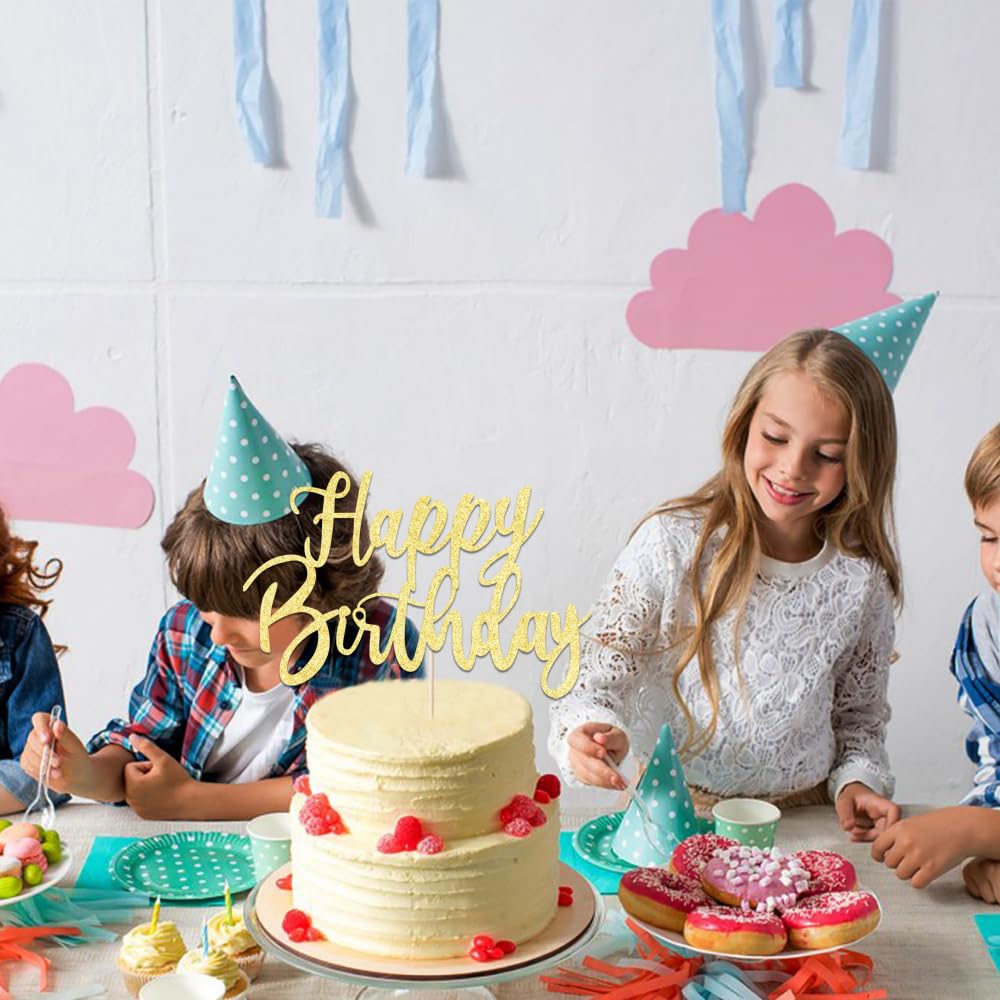 YUINYO Handmade Glitter happy birthday Cake Topper