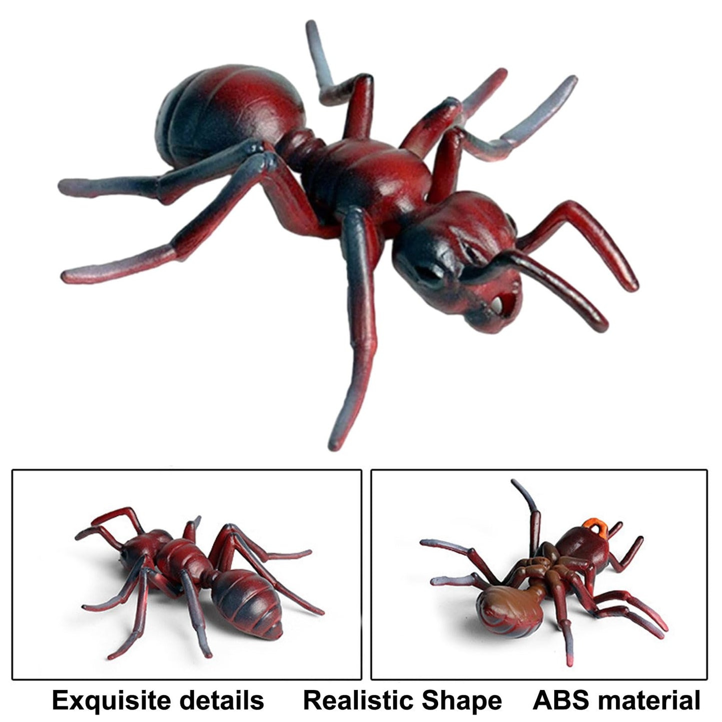 JOKFEICE Realistic Animal Figures Red Ant Figurines Insect Toy, Science Project, Cake Topper, Early Educational Toys Birthday for Toddlers Kids Age 3