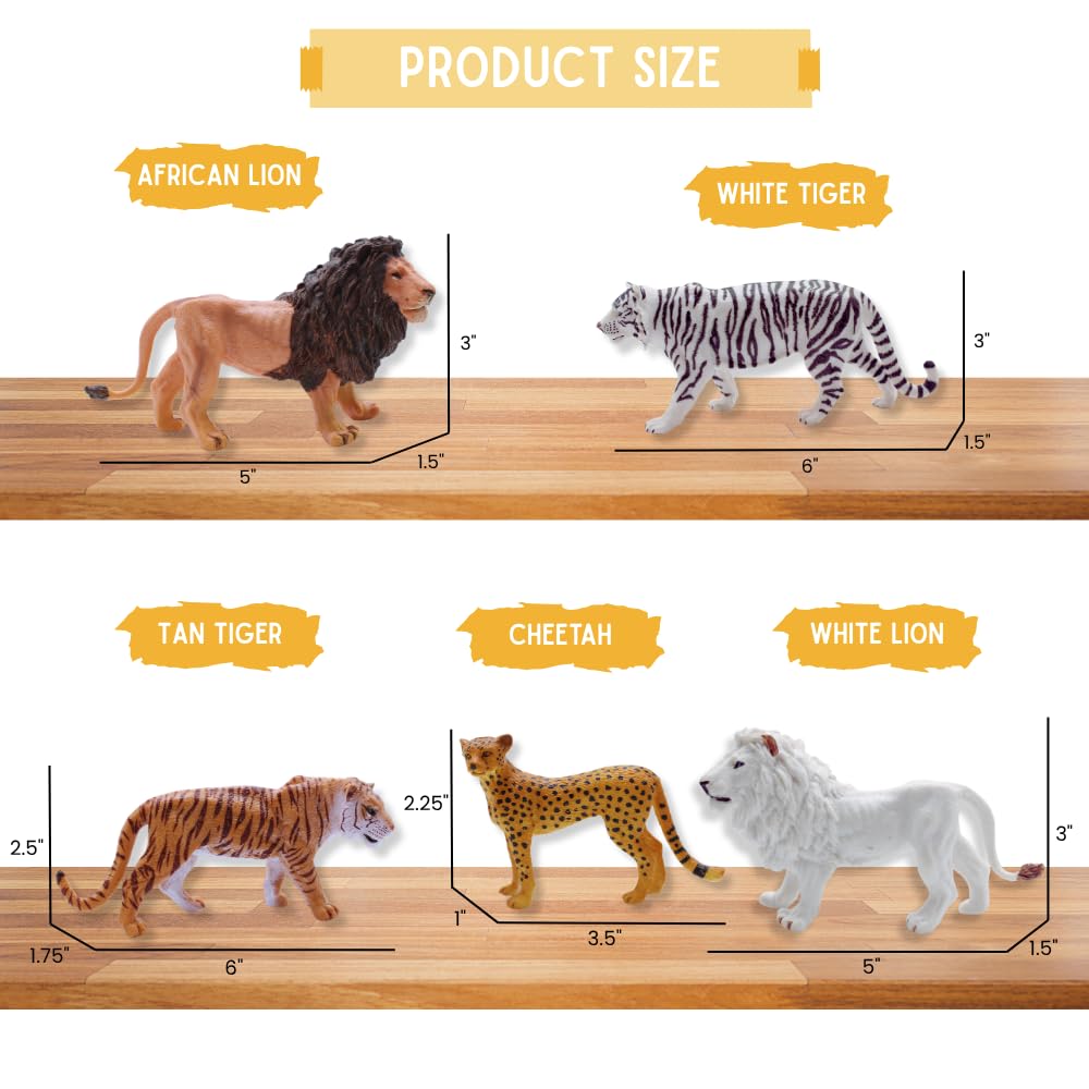 ZAGA Toys Jungle Cat Holiday Bundle | Lions, Tigers, Jaguars & Cheetahs | Lifelike Wildlife Figurines for Imaginative Play & Display | Seasonal Animal