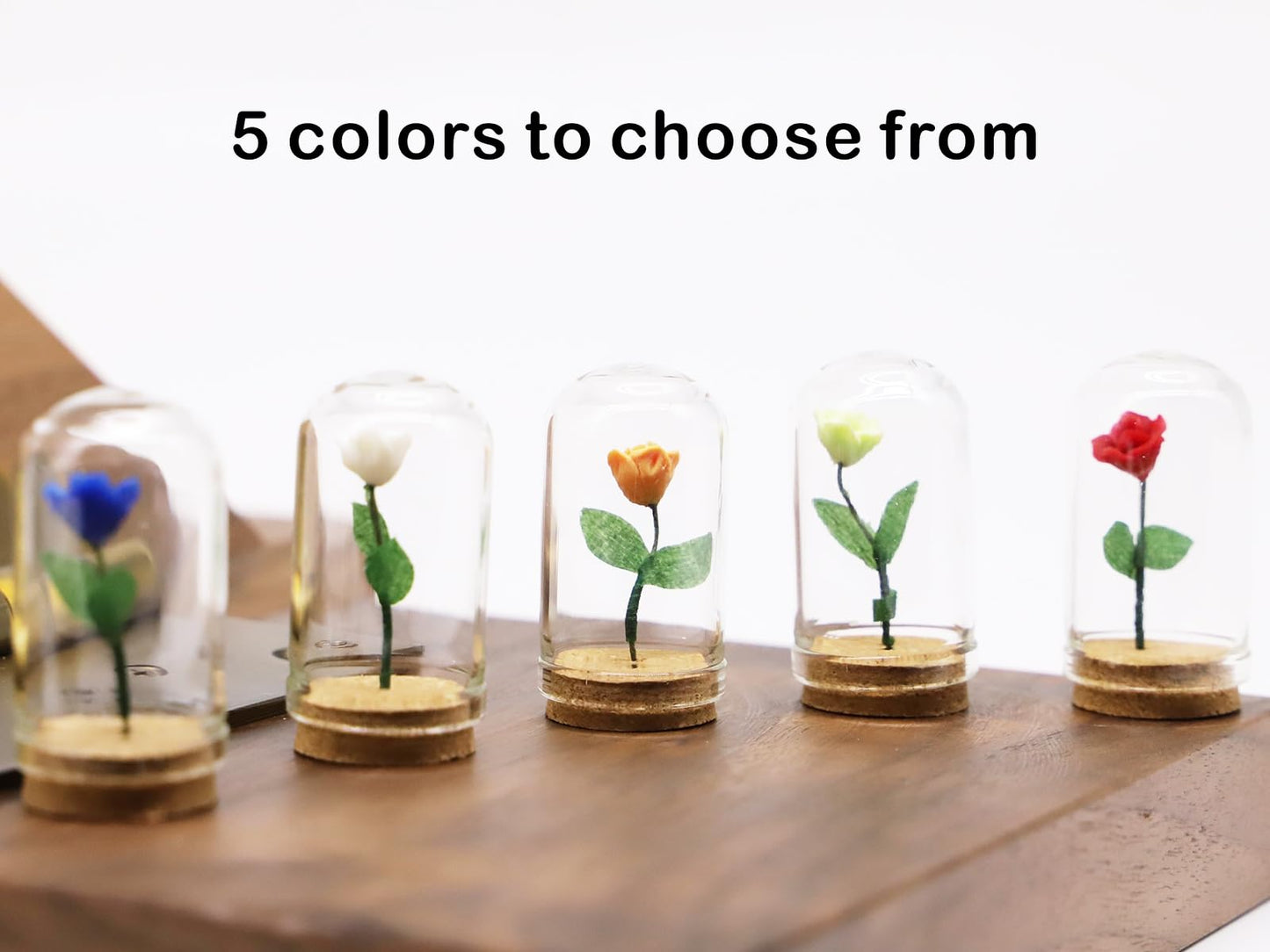 1/6 Dollhouse Miniature Rose with Glass Dome, Faux Flowers, Mini Rose Flowers, Miniature Valentine's Gift, for Dollhouse Miniatures Fairy Garden