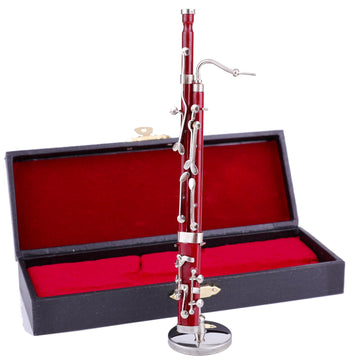 Dselvgvu Miniature Bassoon with Stand and Case Mini Musical Instrument Bassoon Replica Collectible Figurines Dollhouse Accessories Model Home