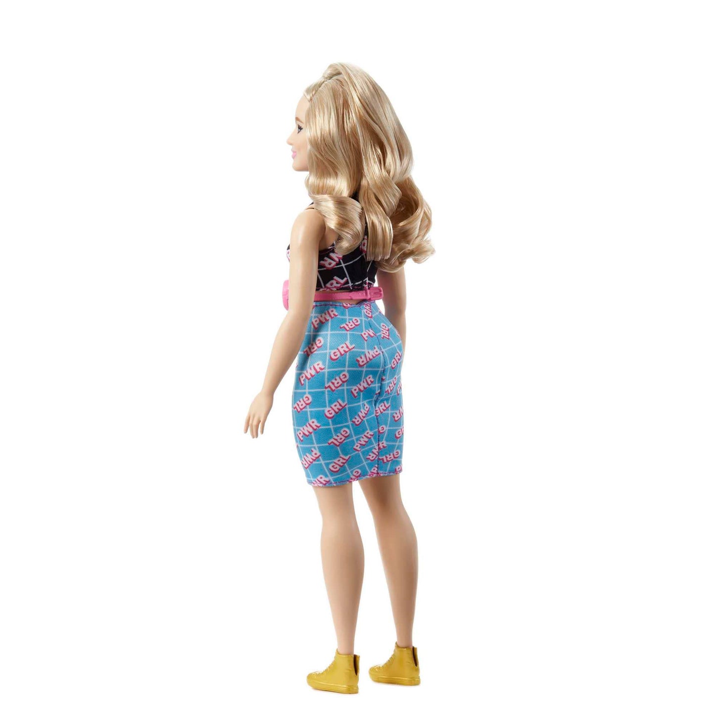 Barbie Fashionistas Doll #202, Curvy with Blonde Hair, Girl Power Print Outfit & Accessories Including Sneakers & Fanny Pack