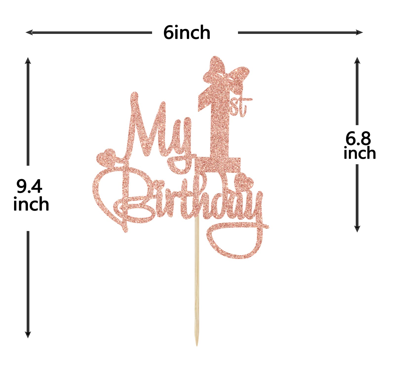 Rose Gold Glitter My 1st Birthday Cake Topper, Miss Onederful/Happy 1st Birthday/Wild One, Funny Baby Shower Party Decorations Supplies
