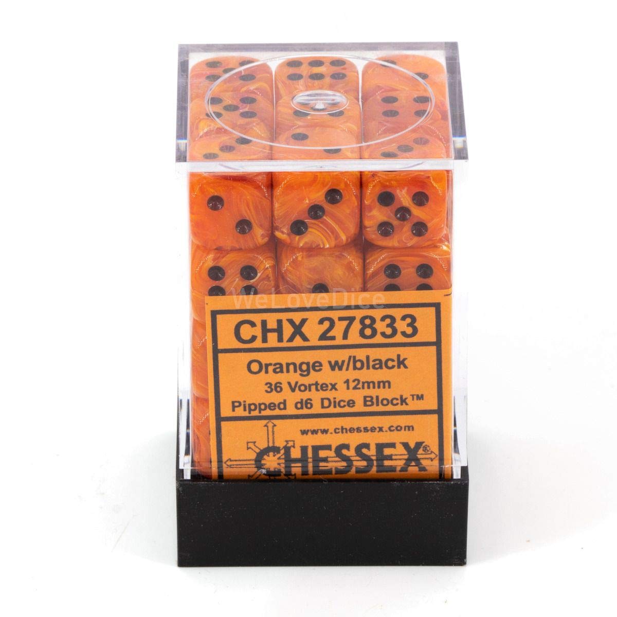 DND Dice Set-Chessex D&D Dice-12mm Vortex Orange and Black Polyhedral Dice Set-Dungeons and Dragons Dice Includes 36 Dice - D6, Various (CHX27833)