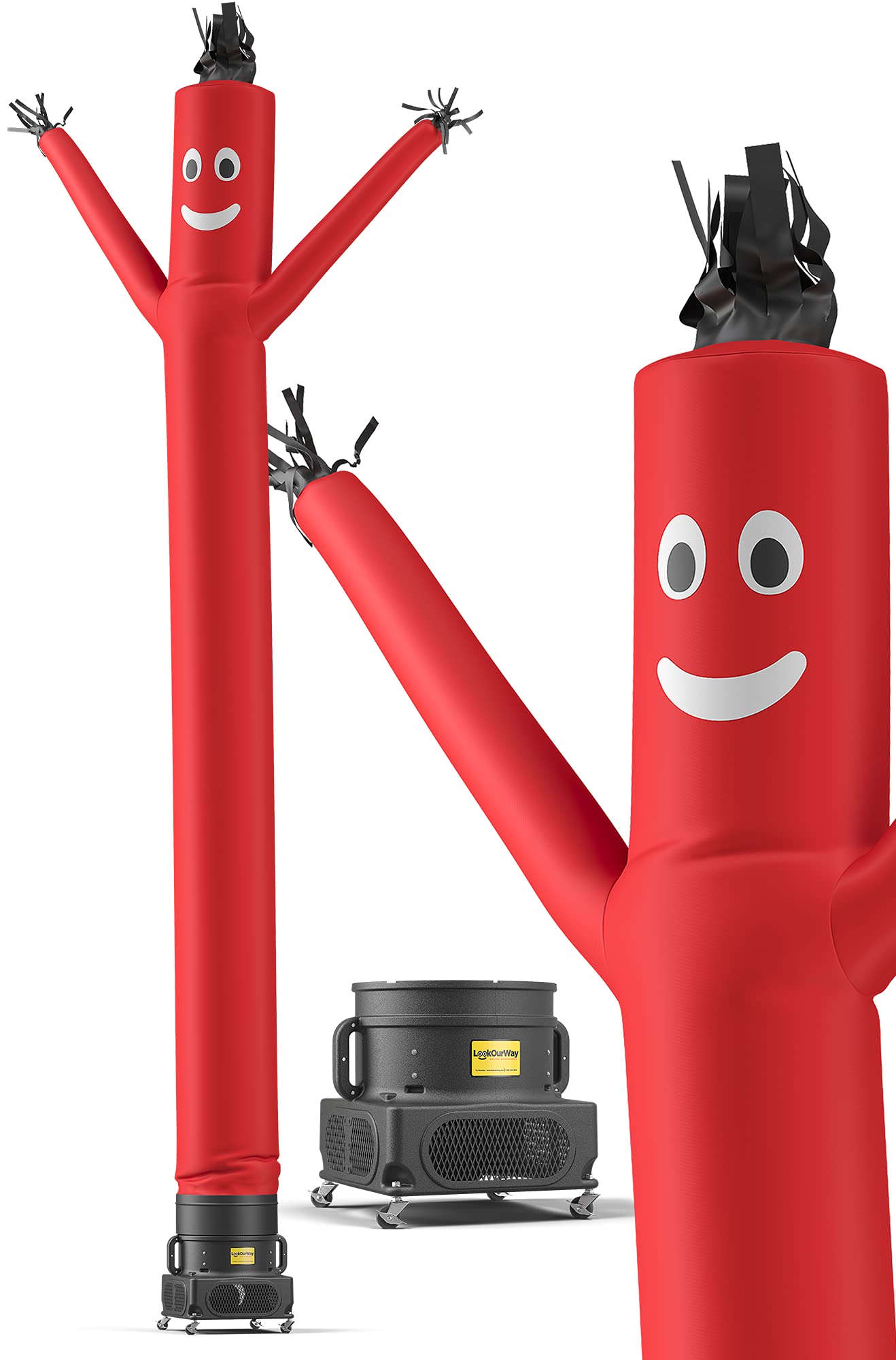 LookOurWay Air Dancers Inflatable Tube Man Set - 20 Feet Tall Wacky Waving Inflatable Dancing Tube Guy with 1 HP Blower for Business Promotion - Red