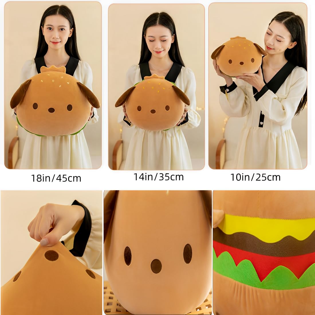 JPORSHU Hamburger French Fries Plush Pillow?14 inches Food Plush Stuffed Pillow?Soft Sofa Cushion Plushie Toy?Cartoon Toy Pillow Gifts for Kids