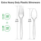 Dealusy 360 Count Extra Heavy Duty Clear Plastic Forks and Spoons, 180 Forks & 180 Spoons, Heat Resistant, Disposable Plastic Silverware Set