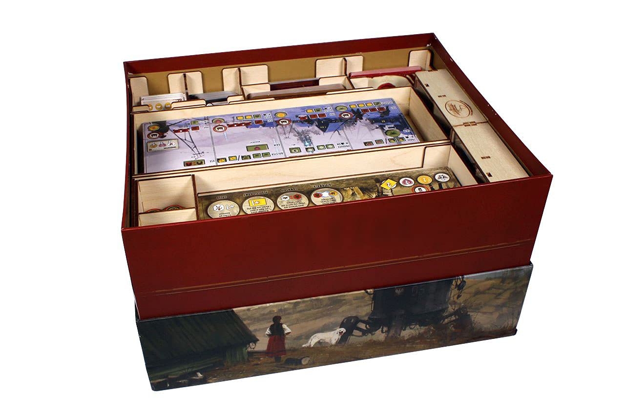 The Broken Token Game Organizer Compatible with Scythe Legendary Expansion - Wooden Game Organizing Box with Multiple Trays