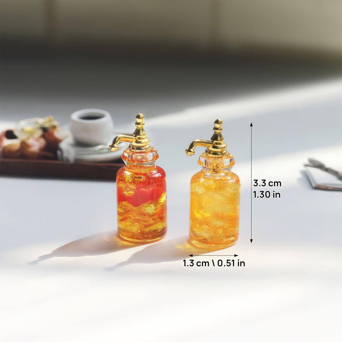Miniature Beverage Bottles (2pcs): 1/12 Scale Glass Drink Bottles for Dollhouse Decor (Non-Edible)