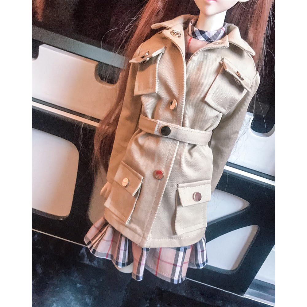 niannyyhouse 1/3 1/4 1/6 BJD Dolls Clothes Khaki Coat Dresses Socks Dresses Suit Ball Jointed Dolls Dress Up Gift (1/4BJD)