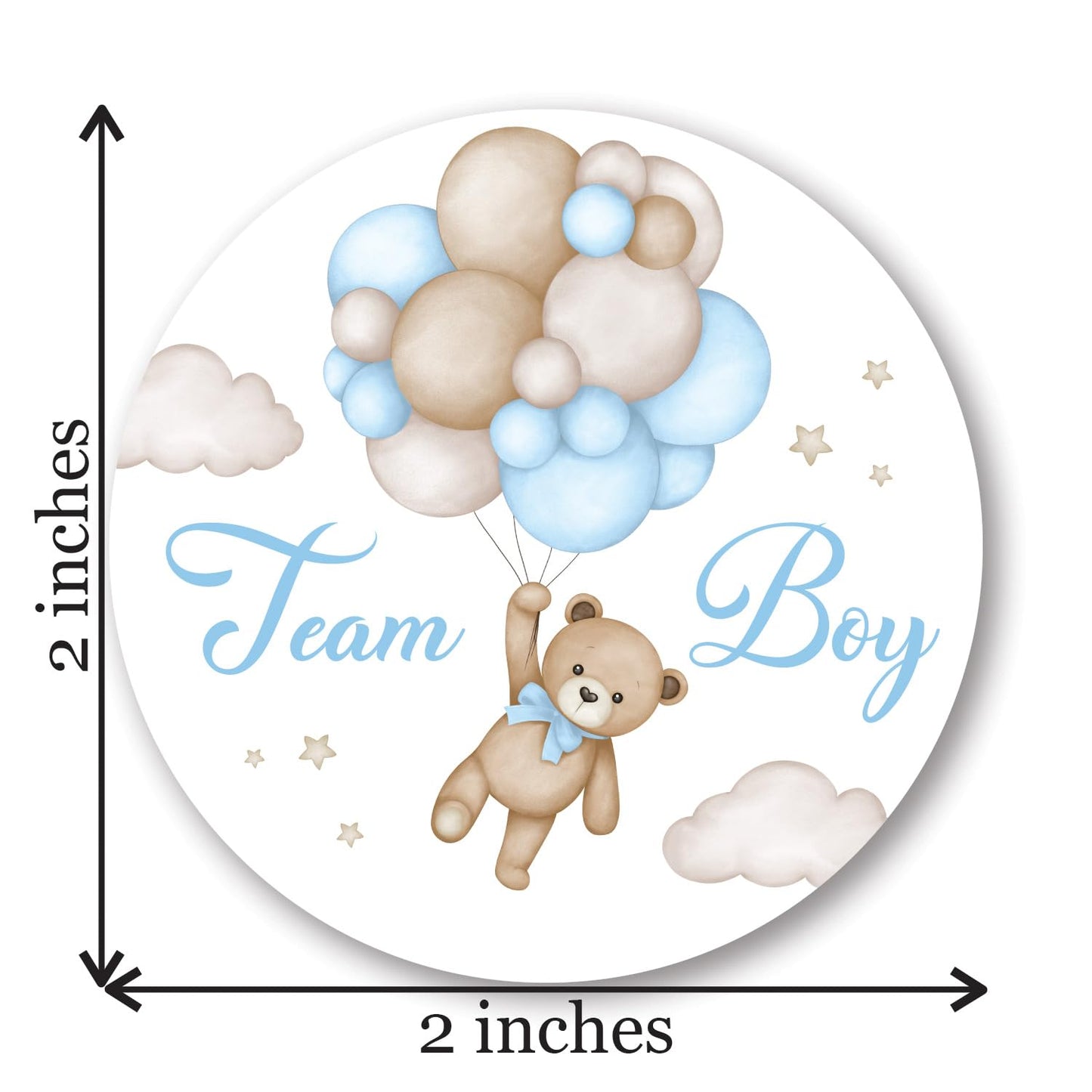 Boho Teddy Bear Balloons Team Girl, Team Boy Gender Reveal Stickers - 40 Labels (20 of Each Design)