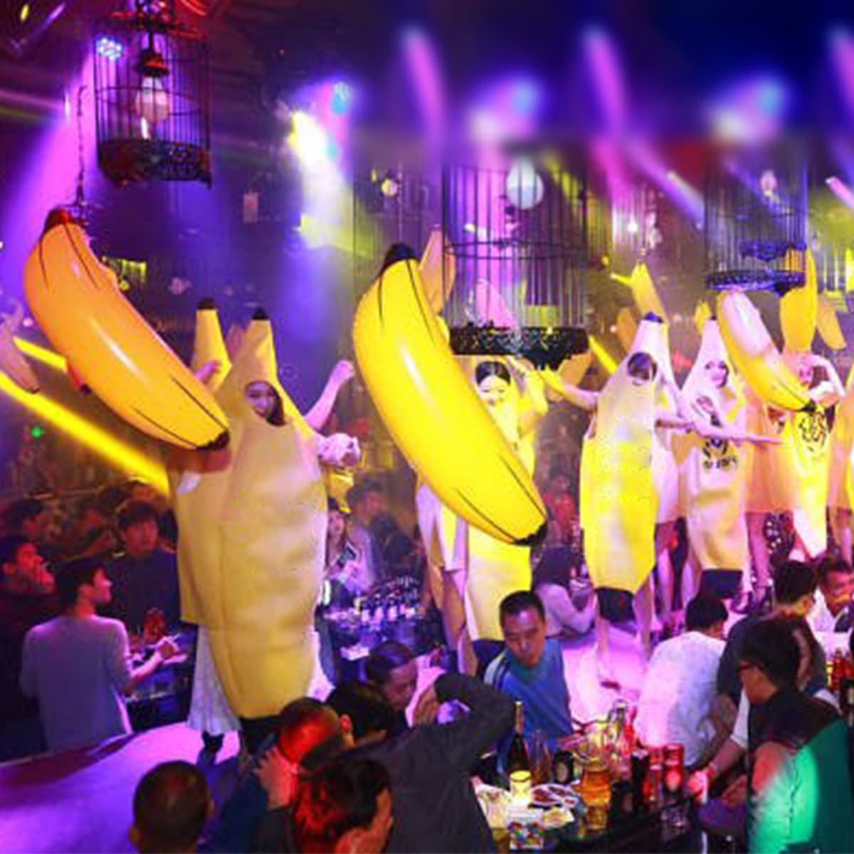 6 Pcs Bachelorette Party Game Inflatable Banana Props Balloons,Include 70 Inch Banana x 1,23 Inch Banana x 5,for Indoor and Outdoor Bachelorette Party