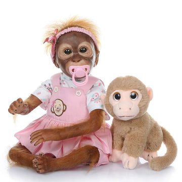 Gaozhi 21" Realistic Monkey Reborn Doll, Detailed Orangutan Newborn, Poseable Baby Ape, Collectible Art