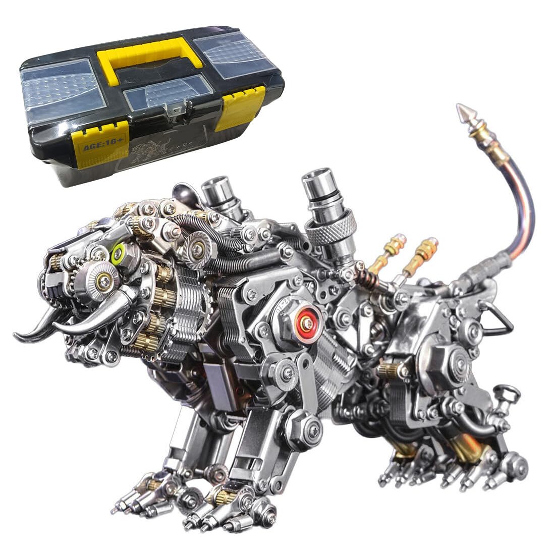 LOCHE 3D Metal Puzzle Model Kits, 3D Metal Steampunk Mechanical Tiger Kit 3D Jigsaw Puzzle, 700+ Pieces 3D Laser Puzzle DIY Assembly 3D Metal Model