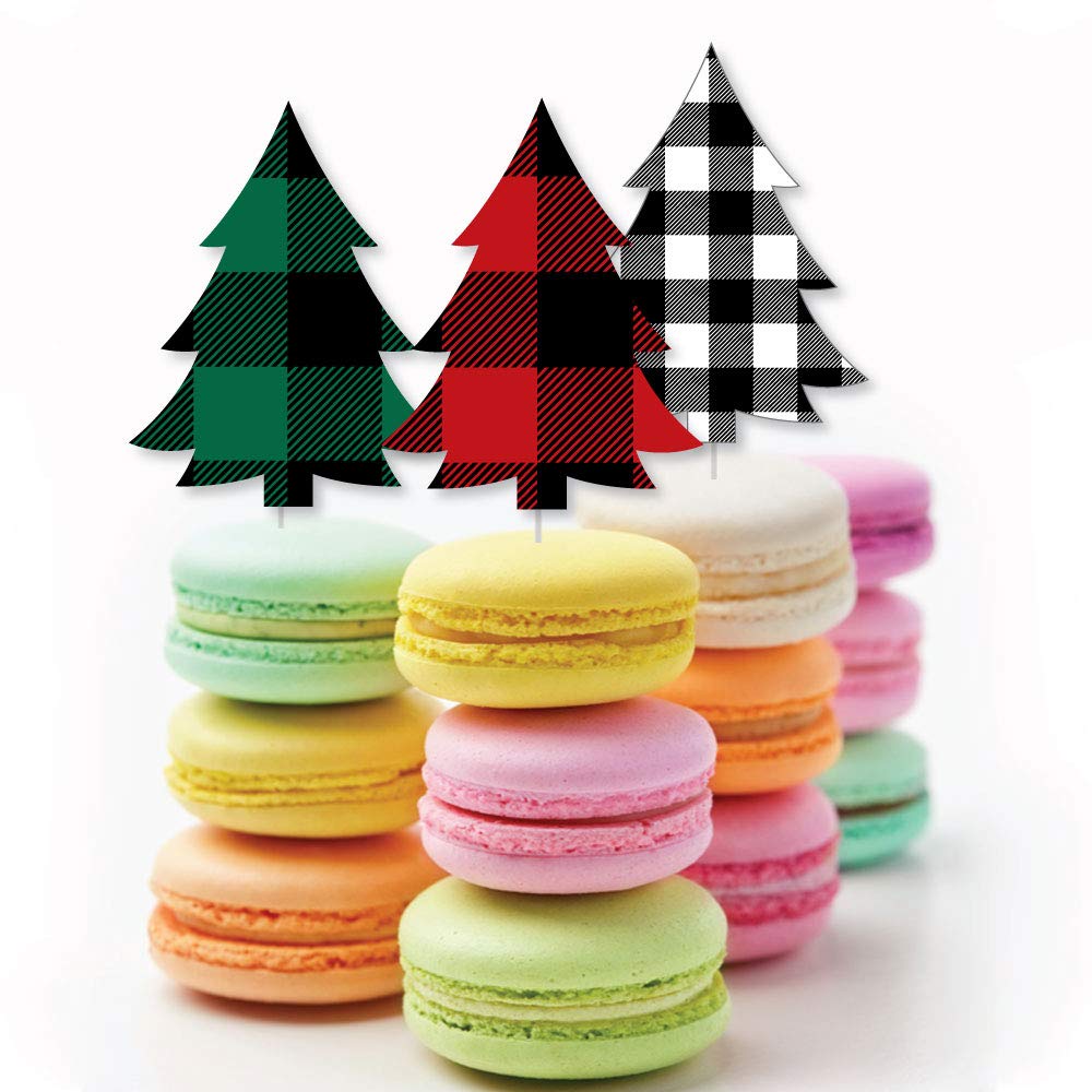 Big Dot of Happiness Holiday Plaid Trees - DIY Shaped Buffalo Plaid Christmas Party Cut-Outs - 24 Count