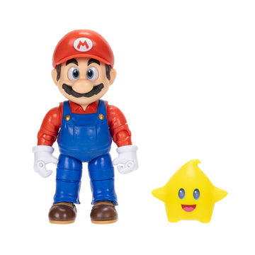 The Super Mario Galaxy Movie 5” Action Figures Series 1 - Mario Figure with Yellow Glow-in-The Dark Luma Star Accessory - Premium Details 22 Points