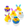 Fun Express Easter Bunny Rubber Duckies, Holiday Toys and Decorations, Treasure Chests Supplies - Pastel (Pink, Yellow, Blue) - 12 Pieces