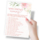 Printed Party Baby Shower Games - Who Knows Mommy Best Game for Girl, Baby in Bloom Floral Theme, 50 Cards