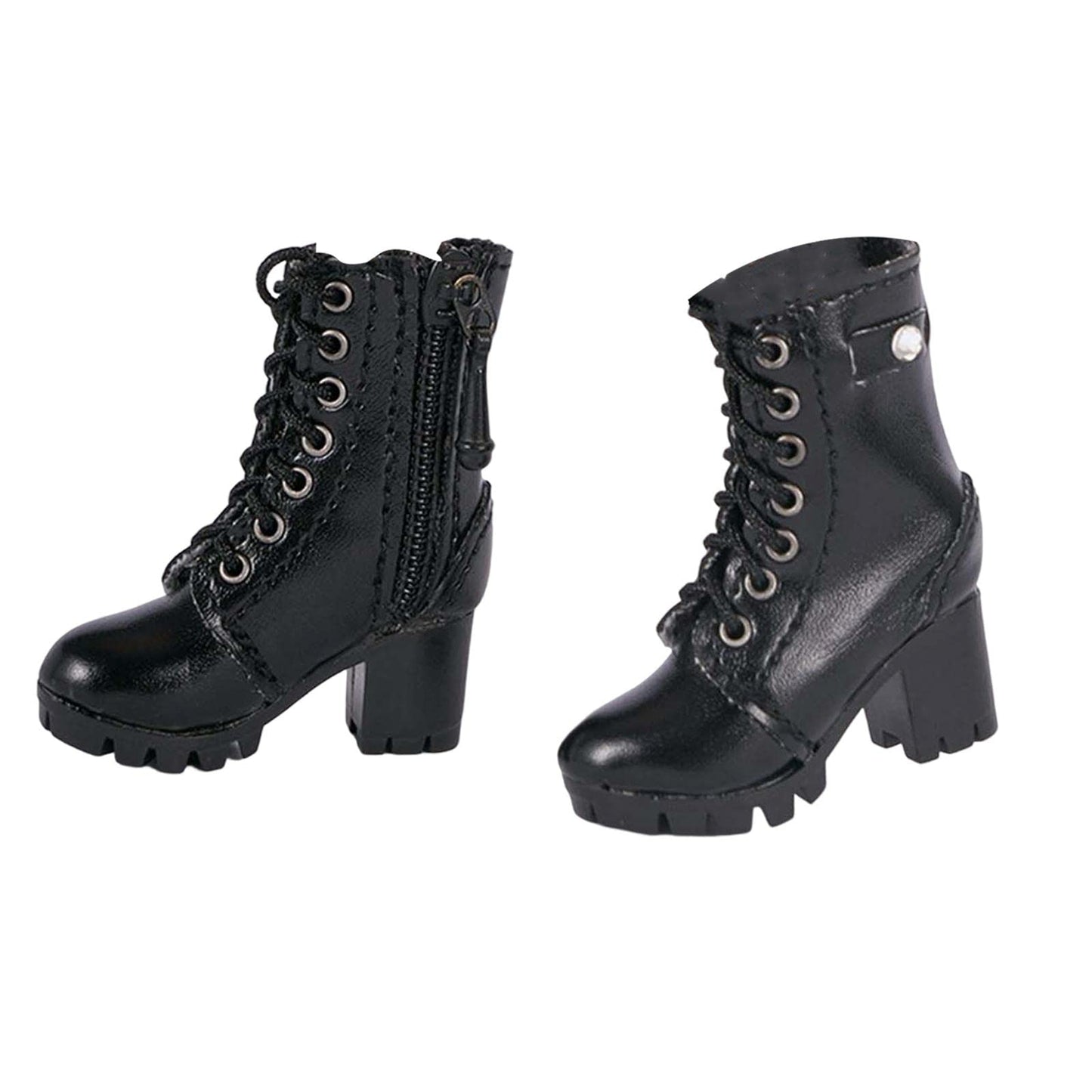 Yiju 1/6 Scale High Heel Boots for 12" Female Action Figures, ABS Black Doll Shoes