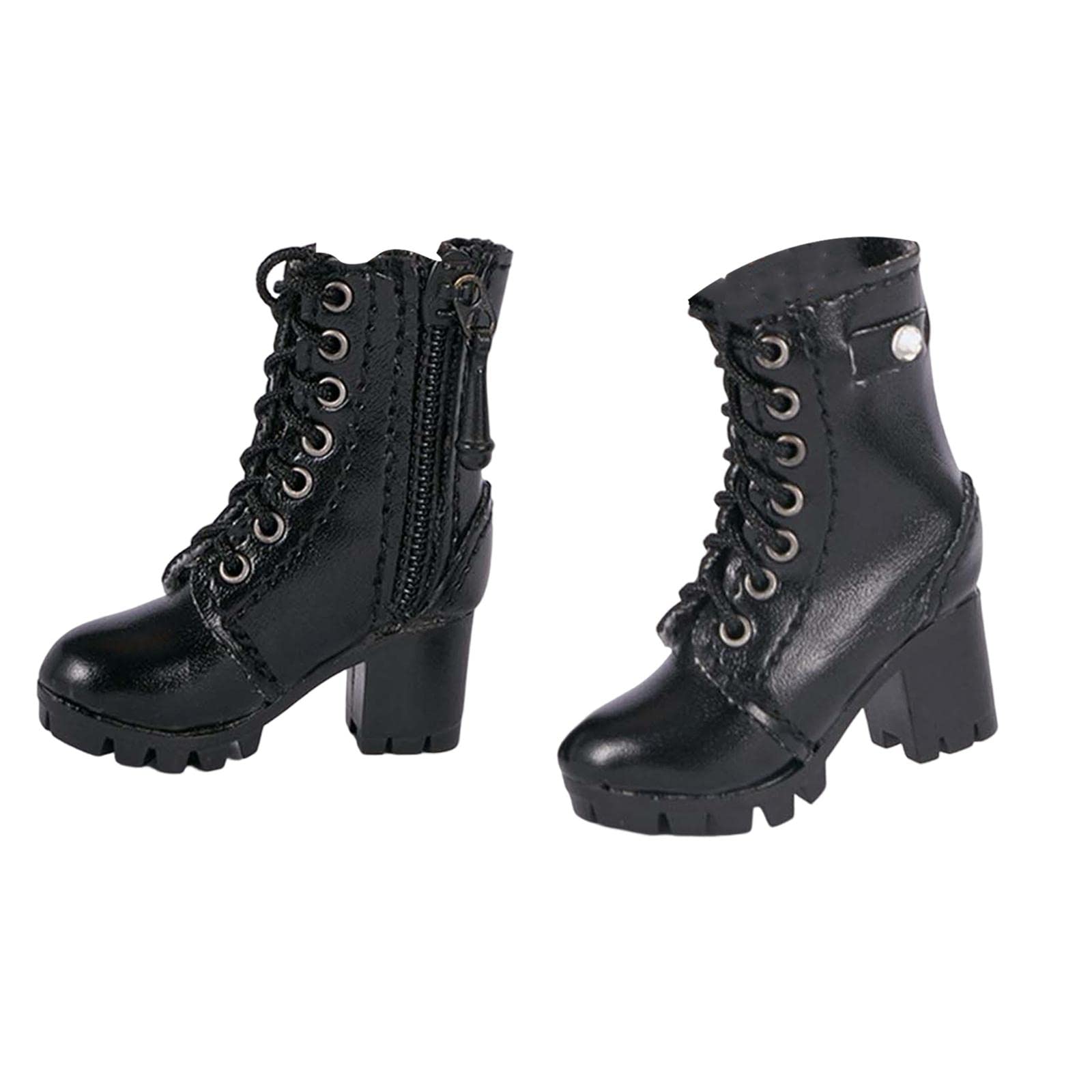 Yiju 1/6 Scale High Heel Boots for 12" Female Action Figures, ABS Black Doll Shoes