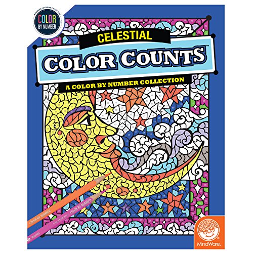 MindWare Color by Number Color Counts Celestial - Space-Themed Hidden-Image Coloring Book Featuring Stars, Planets, and Galaxies, Ages 6+