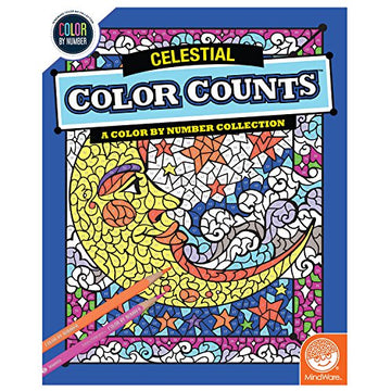 MindWare Color by Number Color Counts Celestial - Space-Themed Hidden-Image Coloring Book Featuring Stars, Planets, and Galaxies, Ages 6+