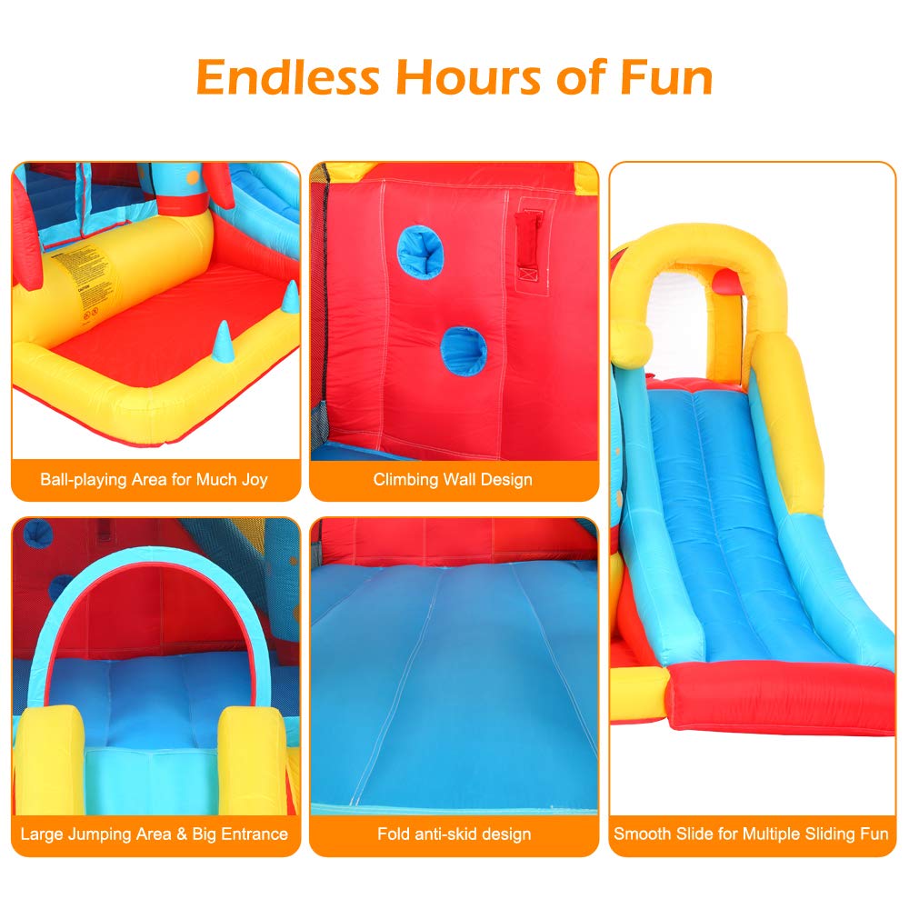 DREAMVAN Inflatable Bounce House with 450W Air Blower(Rocket Castle)--Jumping Area 60" 55" -- 420D Oxford Cloth 840D Oxford Cloth Jump Surface