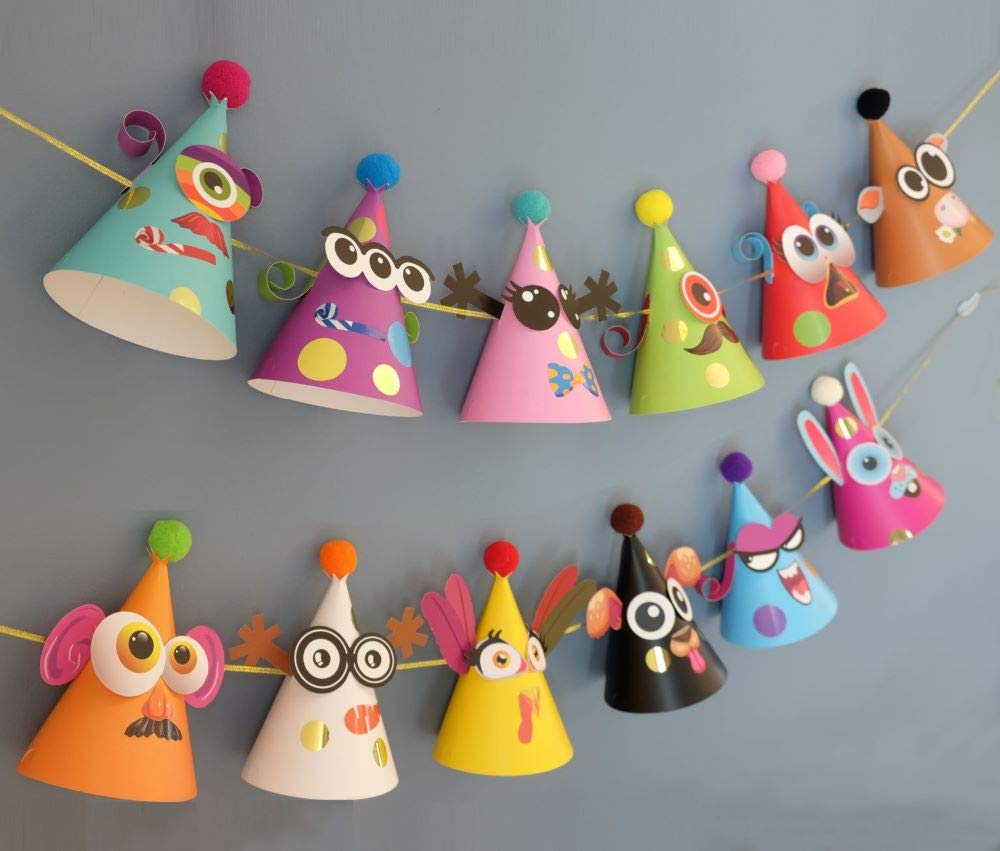 Glittery Garden Party Hats for Kids Art & Craft. Fun Birthday Activity Kit with Stickers. Animal Theme Party Favor, Game Supplies. Christmas