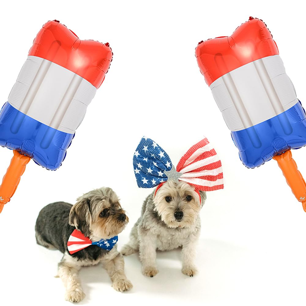 HBLHBLMI Red White And Blue Balloons, Popsicles Foil Balloon for 4th of July Memorial Day Celebration Events Election Party Decoration - 3 Pcs