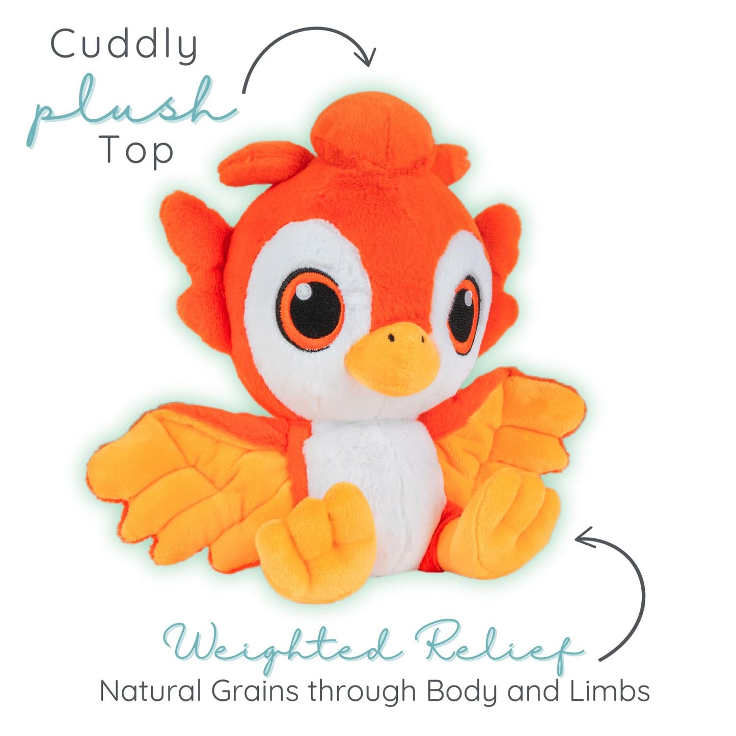 1i4 Group Glow in the Dark - Phoenix - Microwavable & Weighted Plush Stuffed Animal - Heated Plushie for Warmth - Cute, Soft, Cozy Toy for Adults