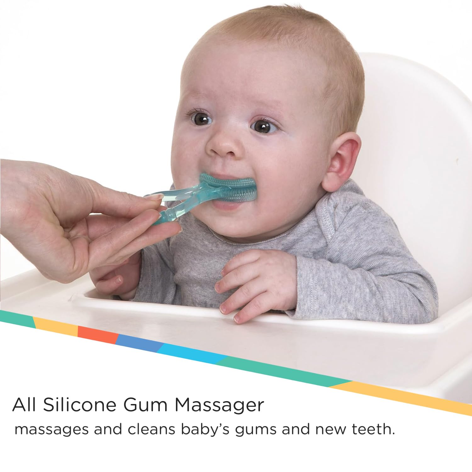 Nuby Soft Silicone Gum Massager with Hygienic Case, 2-Pack, 3 m+