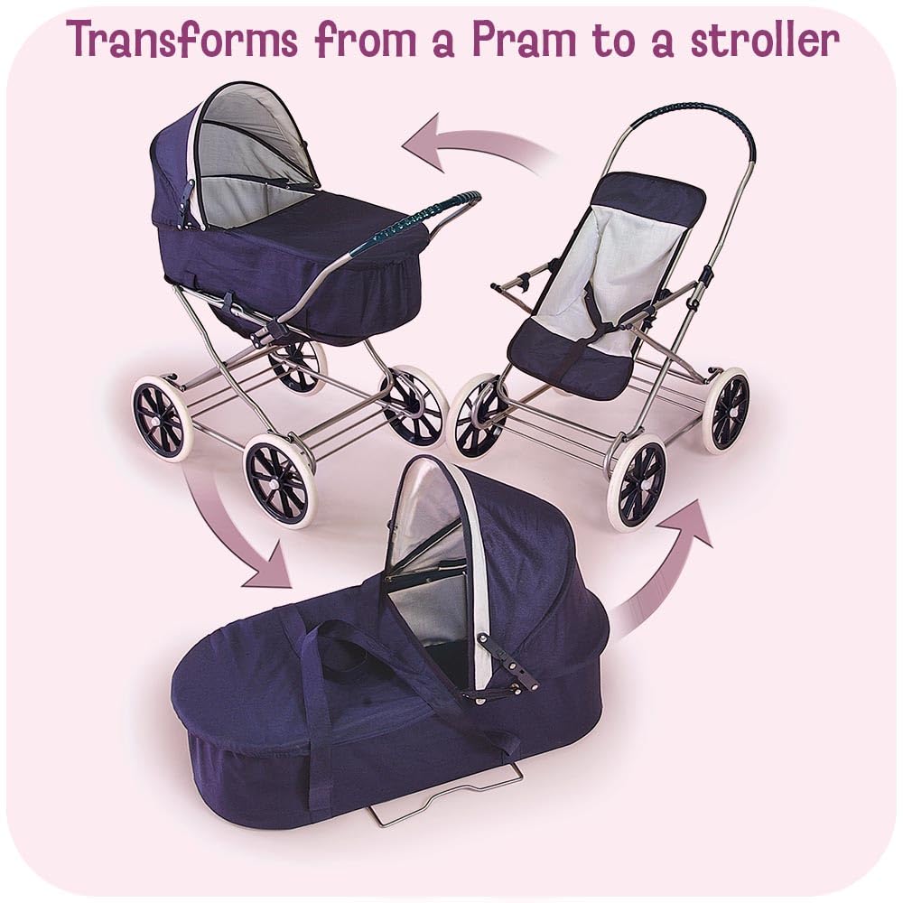 Badger Basket English Style Doll Stroller - Adjustable Canopy Classic Doll Pram - Fits 18 to 22-Inch Dolls - Durable Pretend Play Toy with Smooth