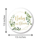 1.5"" Round Baby in Bloom Baby Shower Favor Stickers - Set of 60 (Greenery)