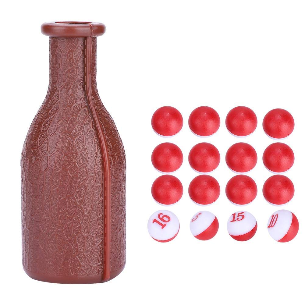Dioche Billiard Shaker Bottle, Pool Tally Shaker Bottle Pool Dice Billiards Accessory Brown with 16 Numbered Balls, Plastic Scoring Numbered Pills