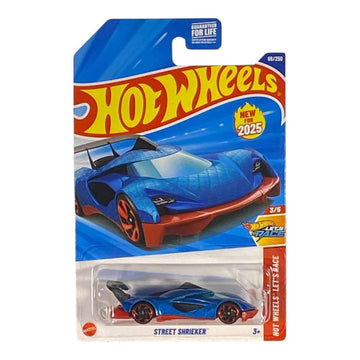 Hot Wheels Street Shrieker [Blue] Let's Race 3/5, New for 2025! 66/250, 1:64 Scale Diecast Toy Vehicle