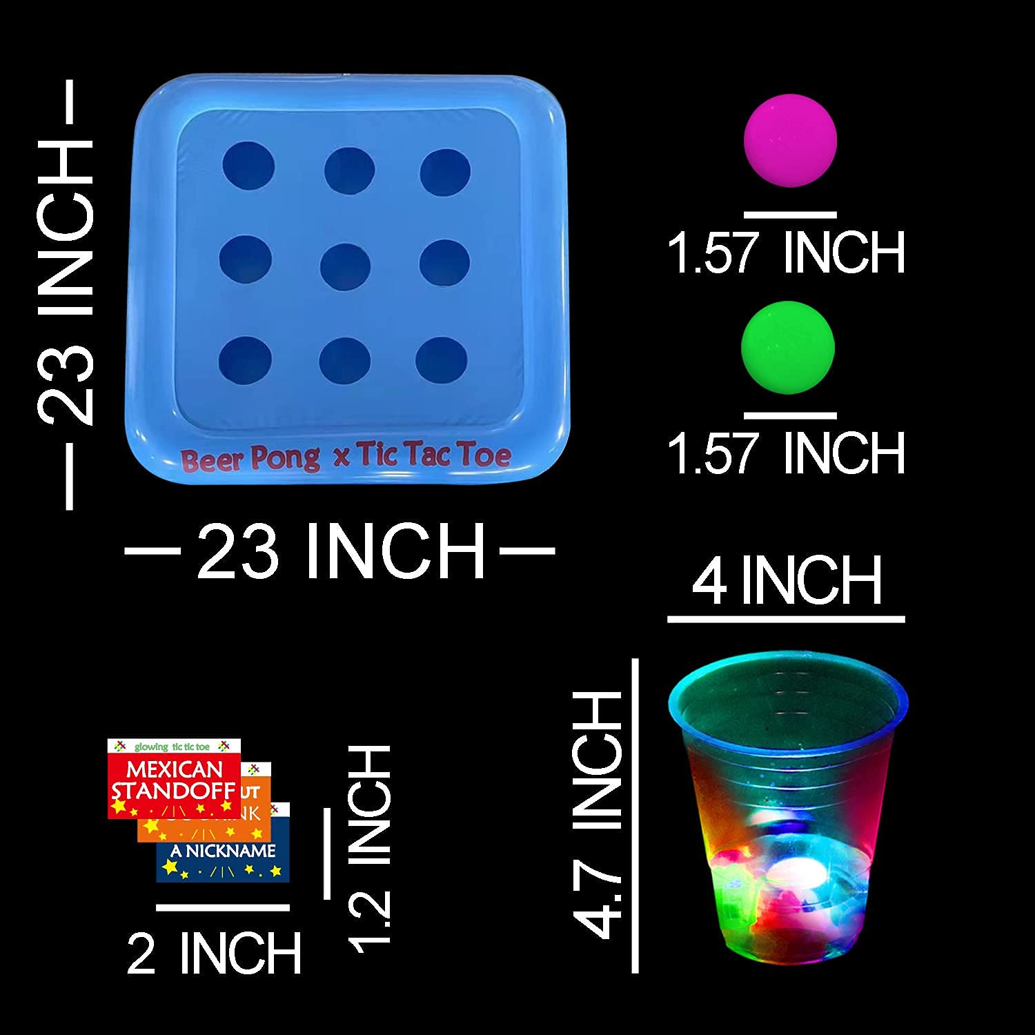 Ahuimeius 23 x 23 Inch Glowing Pool Party Rack Tic Tac Toe Floating Rafts, Swimming Pool Pong Party Game Drinking Game and Drink Holder, Includes 1
