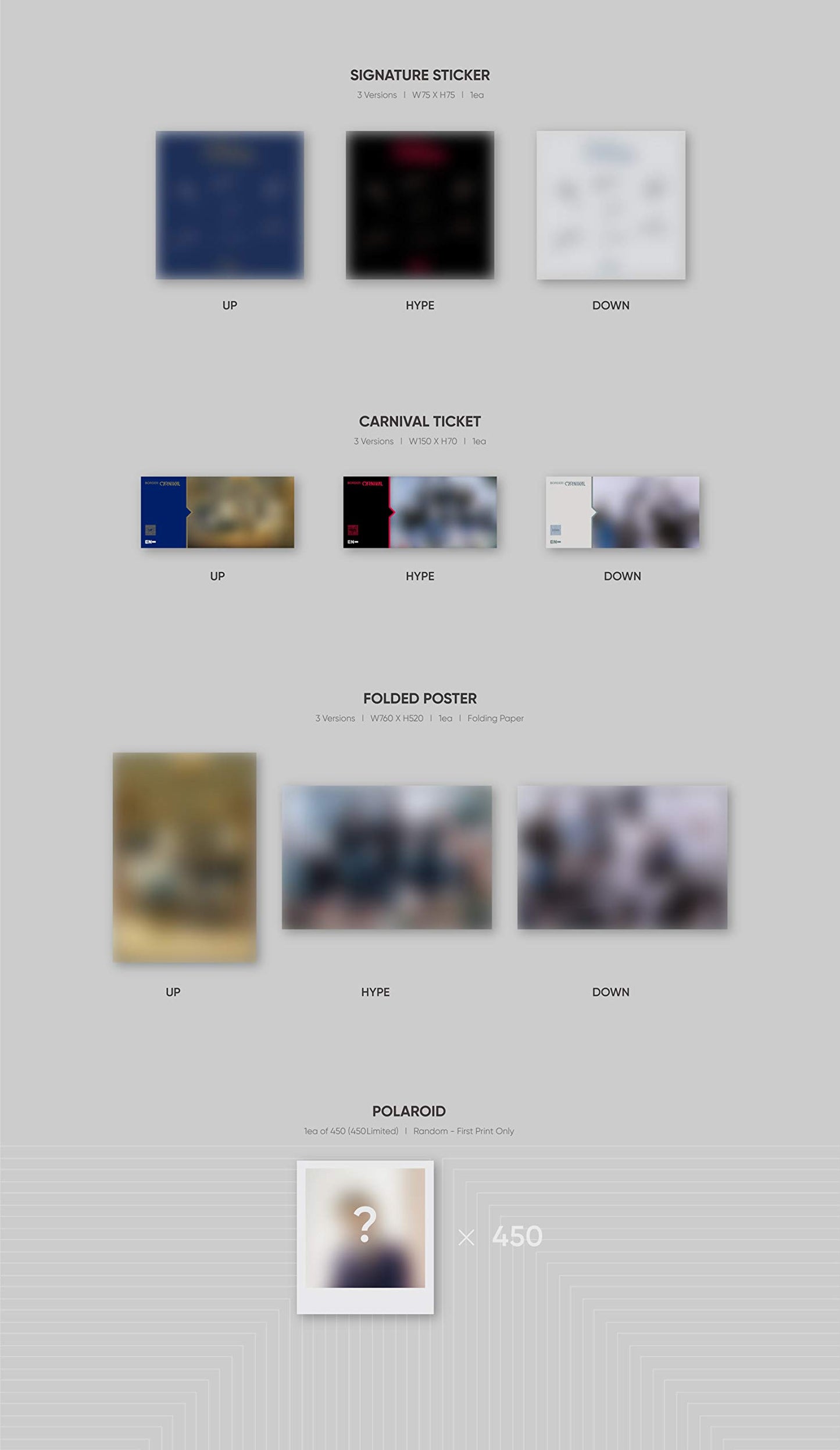 Enhypen - Border : Carnival [Up ver.] [Pre Order] CD+Photobook+Folded Poster+Others with Tracking, Extra Decorative Stickers, Photocards