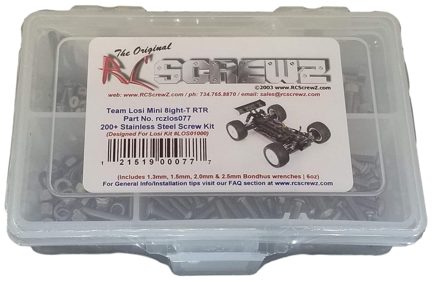 RCScrewZ Compatible with Losi Mini 8ight-T RTR Stainless Steel Screw Kit - los077