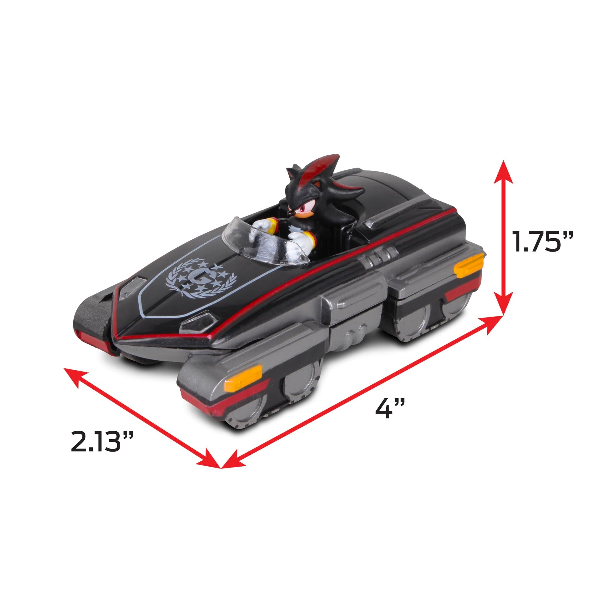 NKOK Sonic The Hedgehog All-Stars Racing Transformed Shadow Pull Back Racer; No Batteries Required; Pull Back, Let go, and Watch Shadow Race,Black
