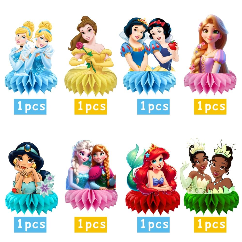 8Pcs Princess Table Centerpieces Birthday Party Supplies Double Side Table Decorations for Princess Themed Party Decorations
