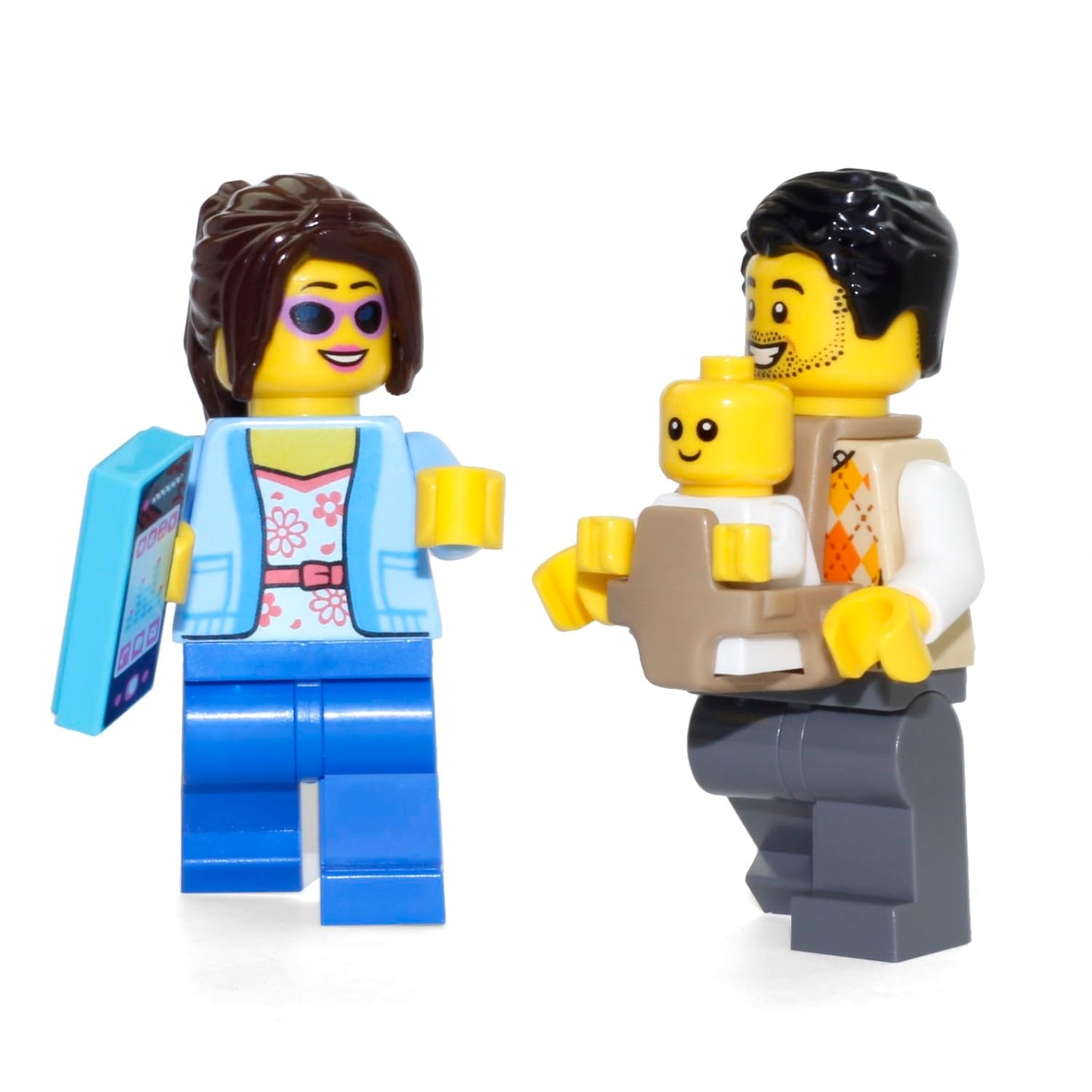 LEGO Minifigure Family Pack - Mom, Dad Parents (with Baby Carrier and Baby) Very Cute