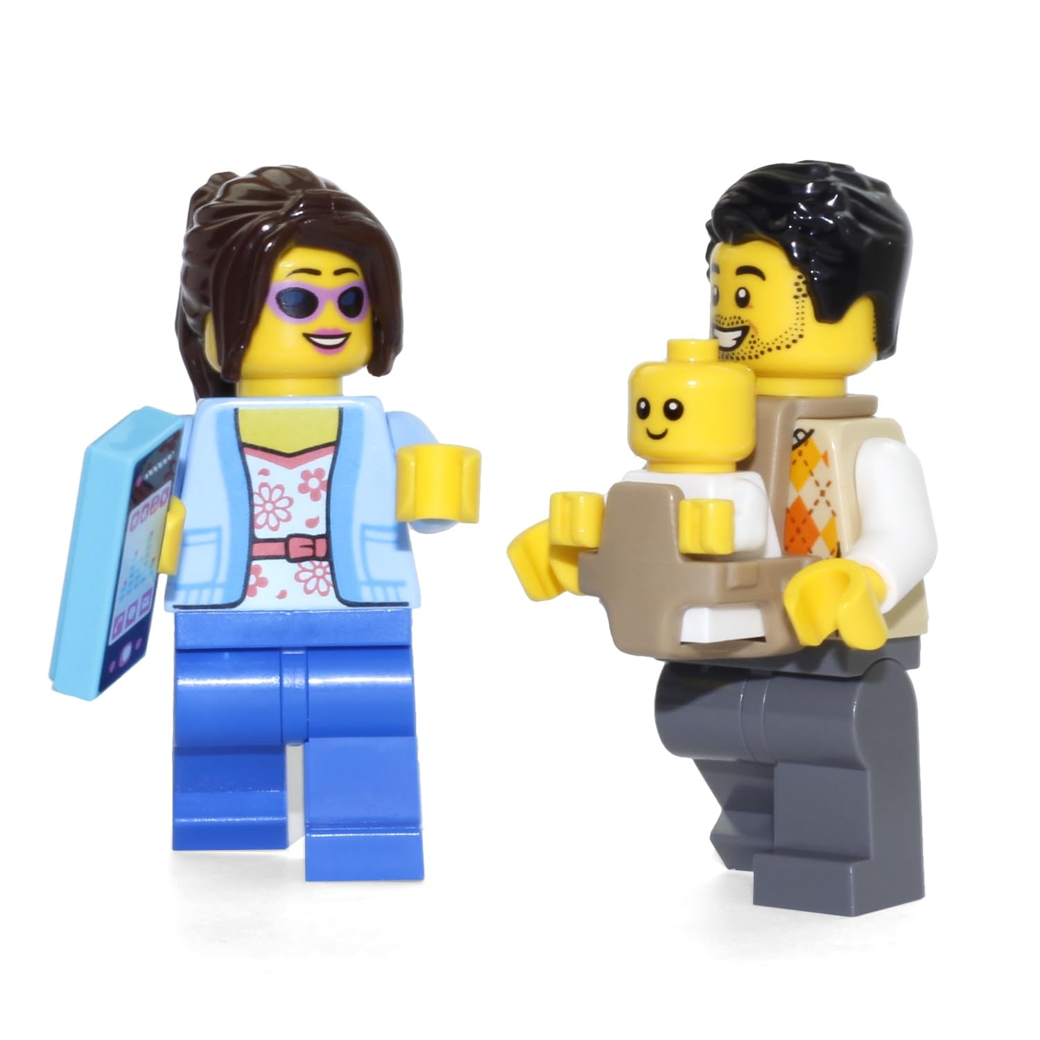 LEGO Minifigure Family Pack - Mom, Dad Parents (with Baby Carrier and Baby) Very Cute