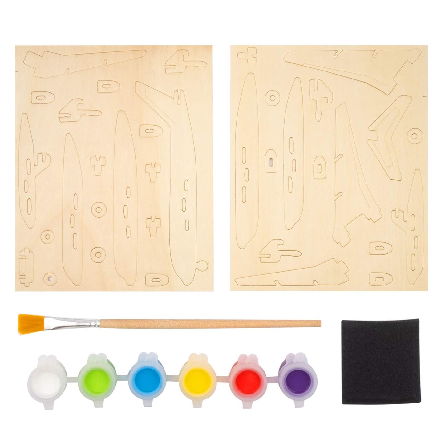 Allessimo 3D Paint Puzzle Creat (Civil Airplane - 35pcs) Model Paint Kit with Brush Toys for Kids Puzzle Build 3D Puzzles Educational Crafts Building