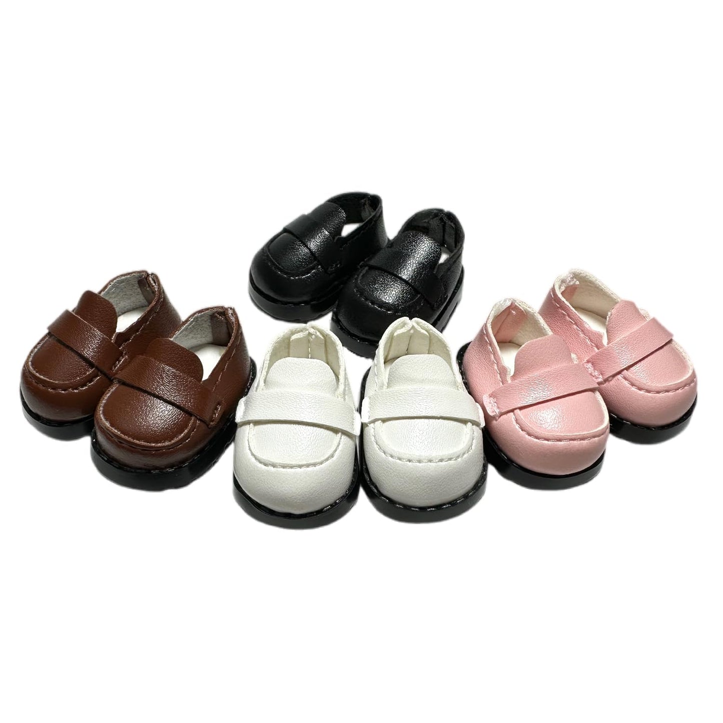 QIXINGWISE Premium Doll Shoes for Lububu, 15cm 17cm Dolls Accessories, Mini Leather Shoes Fashion Dress Up Doll Shoes Replacement (Loafer - Pink &