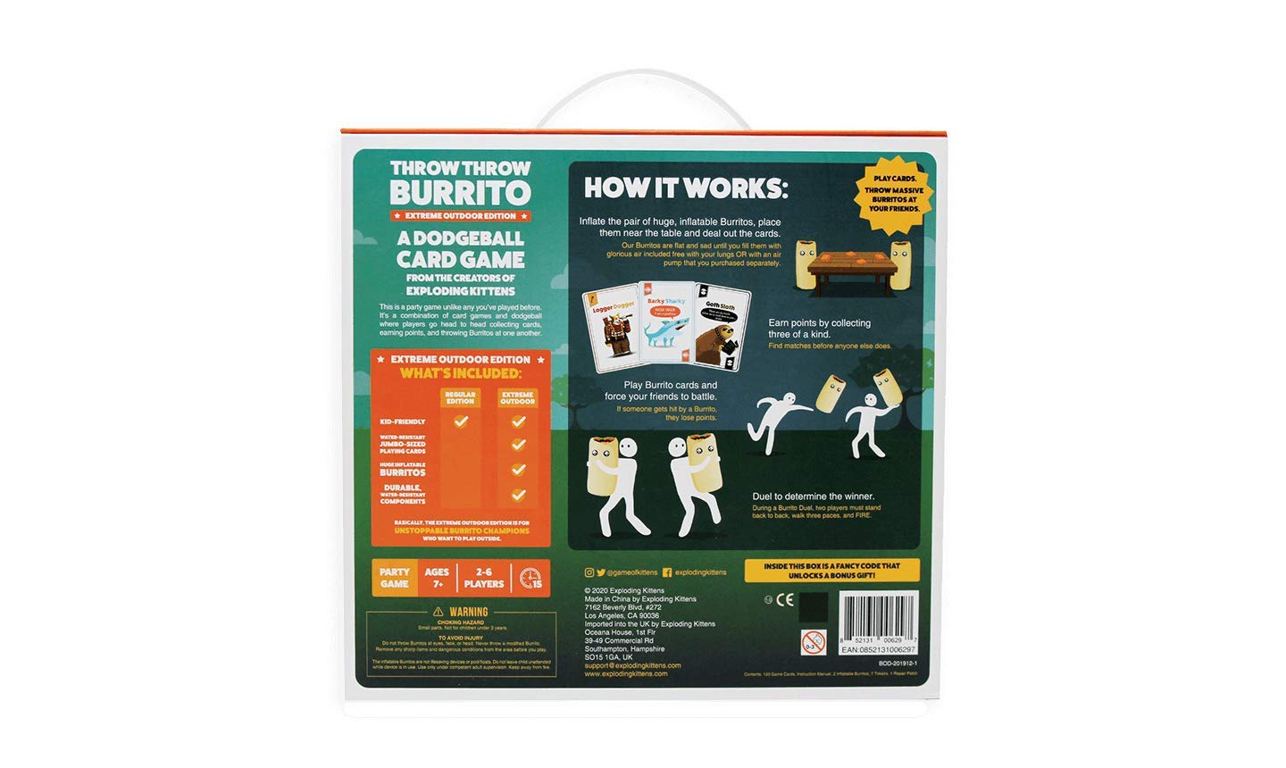 Exploding Kittens - Throw Throw Burrito Extreme Outdoor Edition - Giant Inflatable Dodgeball Card Game - Play Outdoors, Backyard Events, Family Fun