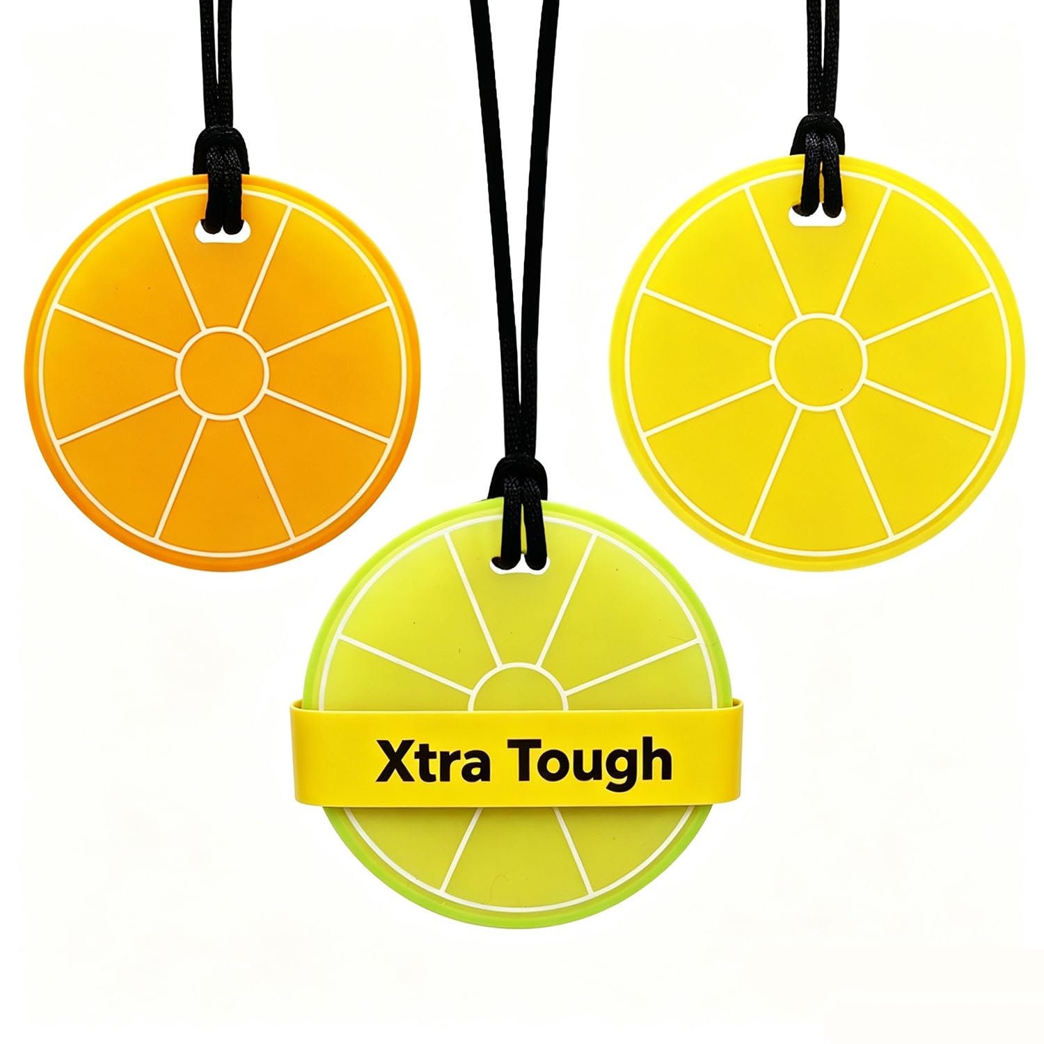 Xtra Tough Lemon Sensory Chew Necklace - Chewing Necklace Teething Necklace Teether Necklace Chew Toys for Kids, Boys or Girls - Teething Toys