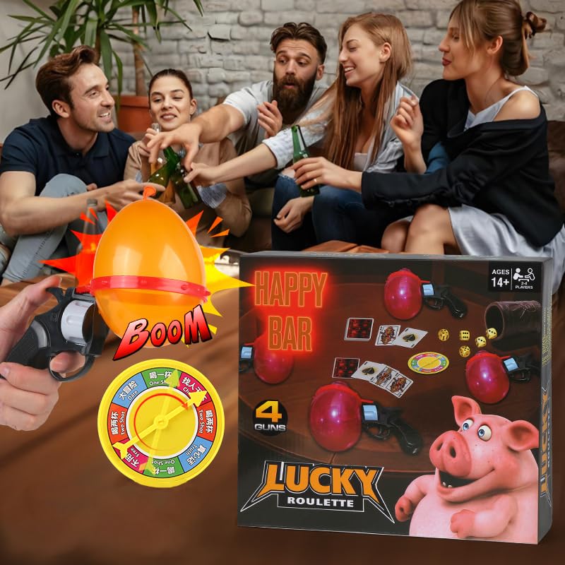 TinyCheck Liar's Bar Russian Roulette Social Strategy Card Game - Cards Cards with Themed Props for Holiday Parties, Family Reunions