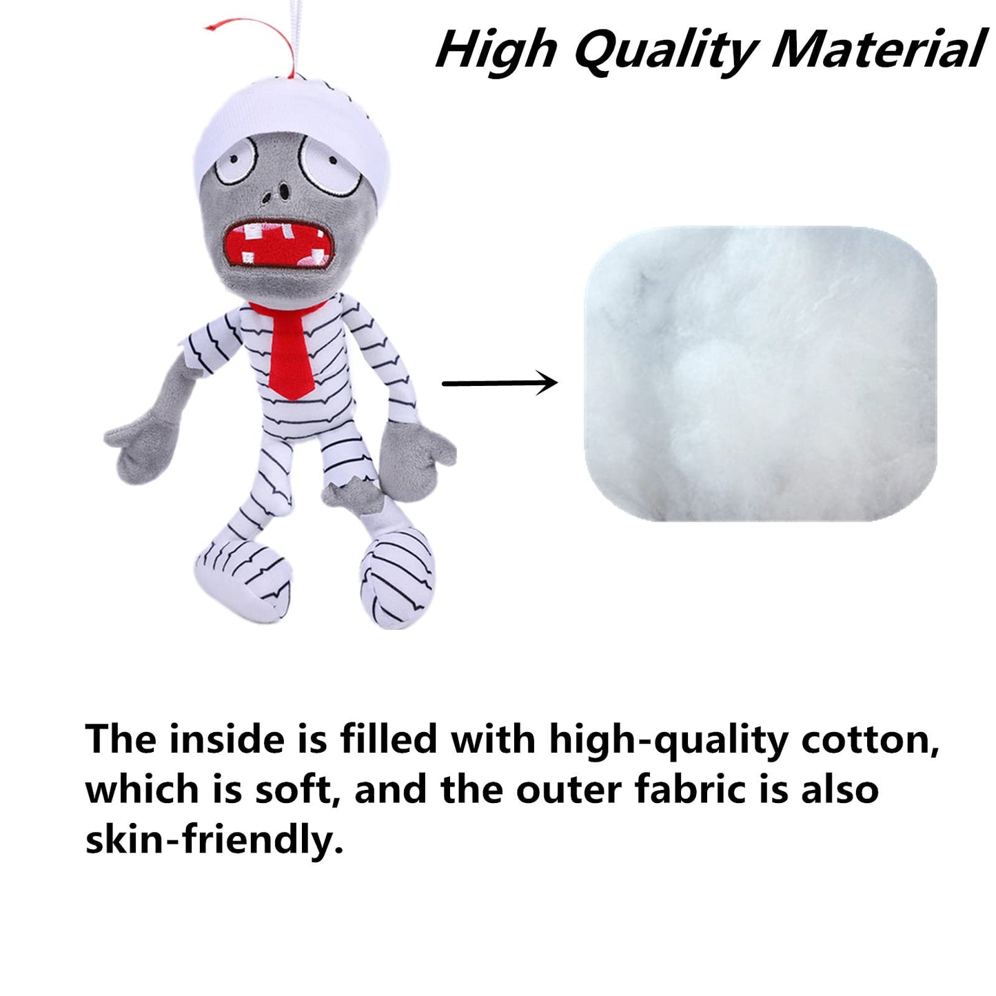 12" 1 PCS PVZ Plant and Zombies Plush Toys PVZ Figures 1 2 Stuffed Soft Doll Mummy Zombies Great Gifts for Boys and Girls New