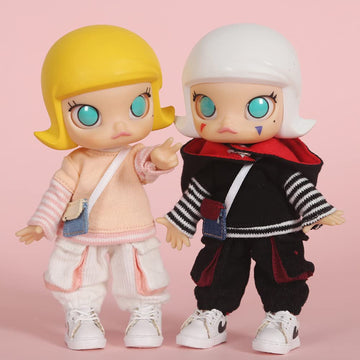 XiDonDon 1/12 BJD Doll Clothes Hat + Shirt + Pants Doll Accessories Set for OB11,YMY 4.3 Inches Doll Body,GSC,Body9 Toys Doll Clothing (Pink)