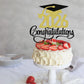 Black Gold Glitter 2026 Congratulations Graduation Cake Topper,Congrats Grad Cake Decor - 2026 High School/College/Senior Graduation Party Decorations